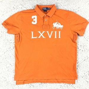 POLO Ralph Lauren Custom Fit Shirt Men’s XL #3 LXVII Embroidered Vintage Orange